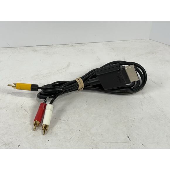 Genuine OEM Original Microsoft Black XBOX 360 Composite AV RCA Video Cable Cord - Picture 1 of 3